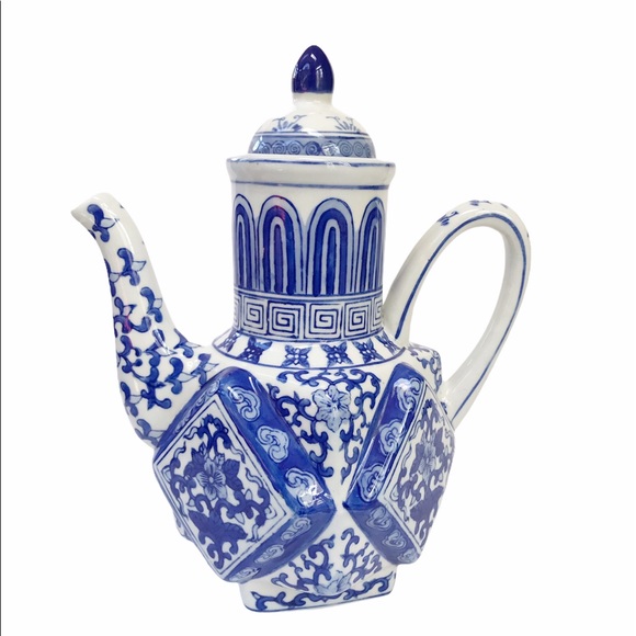 Andrea by Sadek Blue White Porcelain Tea Pot - Picture 2 of 13